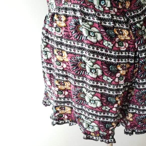 American Eagle Romper Beaded Purple Floral Viscose Cut Out Back Medium - Picture 6 of 9
